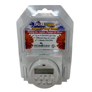 HydroFarm Autopilot Dual Outlet 7-Day Grounded Digital Programmable Timer - NEW